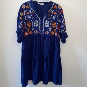 Solitaire Boho Southwest Dress in Blue